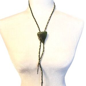Vintage Leather Nephrite/Jade Bolo Necklace
